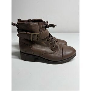 Ugg Australia Women's Jaidyn Brown Leather Combat Ankle Boots Size USA 7,5